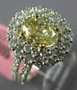 ESTATE LARGE GIA 2.40CT WHITE & FANCY YELLOW DIAMOND 18K TWO TONE GOLD OVAL RING
