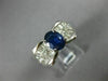 ESTATE WIDE 2.20CT DIAMOND & AAA SAPPHIRE 18KT WHITE GOLD FLOWER ENGAGEMENT RING