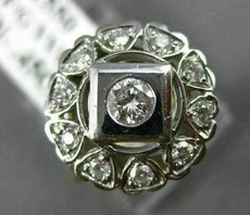 ANTIQUE WIDE .45CT DIAMOND 14K 2TONE GOLD SOLITAIRE MULTI HEART SQUARE RING 2568