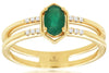 .49CT DIAMOND & AAA EMERALD 14KT YELLOW GOLD 3D OVAL & ROUND HEXAGON LOVE RING