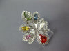 EXTRA LARGE 2.1CT DIAMOND & AAA MULTI COLOR SAPPHIRE 18K YELLOW GOLD FLOWER RING