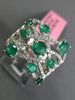 ESTATE 1.66CT DIAMOND & AAA EMERALD 18KT WHITE GOLD MULTI ROW CRISS CROSS RING