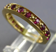 .40CT AAA RUBY 14KT YELLOW GOLD 3D ROUND CHANNEL PRONG 3/4TH ETERNITY LOVE RING