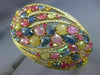 LARGE 32.10CT DIAMOND & AAA MULTI COLOR SAPPHIRE 18K YELLOW GOLD BANGLE BRACELET