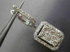 ESTATE 2.07CT DIAMOND 14K WHITE GOLD RECTANGULAR HUGGIE HANGING CLUSTER EARRINGS