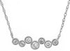 ESTATE .20CT DIAMOND 14KT WHITE GOLD 3D CLASSIC BEZEL SEVEN STONE BAR NECKLACE