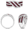 1.44CT DIAMOND & AAA RUBY 14K WHITE GOLD 3D MULTI ROW CRISS CROSS LOVE KNOT RING