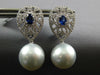 2.16CT DIAMOND & SAPPHIRE & AAA SOUTH SEA PEARL 18K WHITE GOLD HANGING EARRINGS