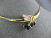 ESTATE LARGE 1.20CT DIAMOND & AAA SAPPHIRE 14KT YELLOW GOLD LEAF NECKLACE #1112