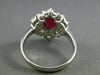 ESTATE LARGE 2.37CT DIAMOND & RUBY 18KT WHITE GOLD FLOWER ENGAGEMENT RING #25401