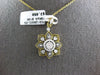 LARGE .54CT DIAMOND 18KT 2 TONE GOLD 3D FLOWER FILIGREE SQUARE FLOATING PENDANT