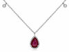 ESTATE .87CT DIAMOND & AAA RUBY 14KT WHITE GOLD 3D TEAR DROP LARIAT NECKLACE