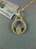 ESTATE .17CT DIAMOND 18KT WHITE GOLD 3D CIRCE OF LIFE FLOWER FLOATING PENDANT
