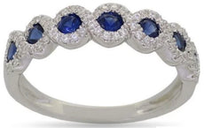 .72CT DIAMOND & AAA SAPPHIRE 14K WHITE GOLD ROUND SEMI ETERNITY ANNIVERSARY RING