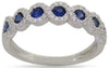 .72CT DIAMOND & AAA SAPPHIRE 14K WHITE GOLD ROUND SEMI ETERNITY ANNIVERSARY RING