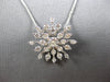 LARGE .86CT DIAMOND 18KT WHITE GOLD SNOWFLAKE FLOWER SUNBURST FLOATING PENDANT