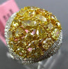ESTATE 4.80CT WHITE & INTENSE YELLOW DIAMOND 18K 2 TONE GOLD 3D ANNIVERSARY RING