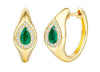 .53CT DIAMOND & AAA EMERALD 14KT YELLOW GOLD PEAR SHAPE & ROUND HANGING EARRINGS
