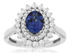 LARGE 1.80CT DIAMOND & AAA TANZANITE 14KT WHITE GOLD 3D OVAL & ROUND FLOWER RING