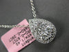 EXTRA LARGE 1.16CT DIAMOND 14KT WHITE GOLD 3D CLUSTER TEAR DROP FLOATING PENDANT