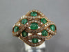 ESTATE WIDE 1.21CT DIAMOND & AAA EMERALD 14KT ROSE GOLD INFINITY FLOWER FUN RING