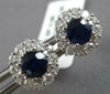 LARGE 1.66CT DIAMOND & AAA SAPPHIRE 14KT WHITE GOLD ROUND FLOWER STUD EARRINGS