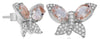 1.70CT DIAMOND & AAA MORGANITE 14K WHITE GOLD 3D OVAL & ROUND BUTTERFLY EARRINGS