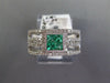 WIDE .89CT DIAMOND AAA EMERALD 14KT WHITE GOLD ROUND & PRINCESS ANNIVERSARY RING