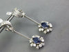 ANTIQUE 2.54CT DIAMOND & AAA SAPPHIRE 18KT WHITE GOLD 3D FLOWER HANGING EARRINGS