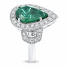 LARGE 8.0CT DIAMOND & AAA EMERALD 18KT WHITE GOLD 3D PEAR SHAPE ENGAGEMENT RING
