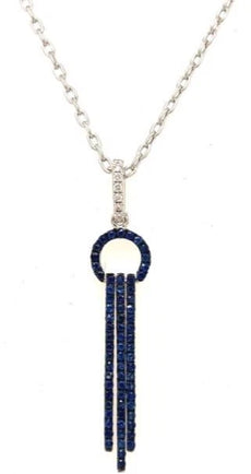 .81CT DIAMOND & AAA SAPPHIRE 18KT WHITE GOLD 3D MULTI BAR CIRCLE OF LIFE PENDANT