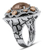 EXTRA LARGE 4.5CT WHITE BLACK CHOCOLATE FANCY DIAMOND 18K WHITE & ROSE GOLD RING