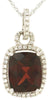 LARGE 5CT DIAMOND & AAA GARNET 14KT WHITE GOLD CUSHION SQUARE FLOATING PENDANT