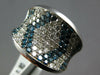 ESTATE EXTRA LARGE 2.86CT WHITE & BLUE DIAMOND 14KT WHITE GOLD 3D PAVE FUN RING