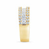 ESTATE 1.32CT DIAMOND 18KT YELLOW GOLD ROUND & BAGUETTE 3 ROW ANNIVERSARY RING