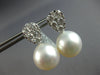 ESTATE LARGE 1.87CT DIAMOND & AAA SOUTH SEA PEARL 18KT WHITE GOLD 3D HANGING EARRINGS