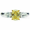 2.10CT WHITE & FANCY YELLOW DIAMOND 18KT 2 TONE GOLD THREE STONE ENGAGEMENT RING