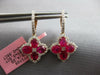 ESTATE LARGE 4.16CT DIAMOND & AAA RUBY 18KT ROSE GOLD 3D OVAL & ROUND HANGING EARRINGS