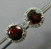 ESTATE 1.94CT DIAMOND & AAA GARNET 14KT WHITE GOLD 3D ROUND HALO STUD EARRINGS