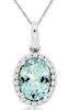 1.24CT DIAMOND & AAA AQUAMARINE 14KT WHITE GOLD 3D OVAL & ROUND FLOATING PENDANT
