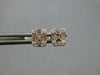 ESTATE .50CT DIAMOND 18K ROSE GOLD ROUND & BAGUETTE CLUSTER SQUARE STUD EARRINGS
