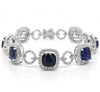 EXTRA LARGE 21.80CT DIAMOND AAA SAPPHIRE 18K WHITE GOLD CUSHION & ROUND BRACELET