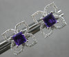 .75CT DIAMOND & AAA AMETHYST 14KT WHITE GOLD PRINCESS CUT & ROUND STUD EARRINGS