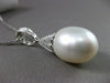 ESTATE LARGE AAA SOUTH SEA PEARL & DIAMOND 14KT WHITE GOLD PENDANT W/ CHAIN #634
