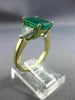 ESTATE LARGE 4.16CT DIAMOND & EMERALD 18K YELLOW GOLD & PLATINUM ENGAGEMENT RING