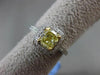 ESTATE 1.06CT GIA FANCY YELLOW DIAMOND 18KT WHITE GOLD HALO 3D ENGAGEMENT RING