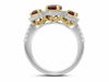 GIA CERTIFIED 2.83CT DIAMOND & AAA RUBY 18KT 2 TONE GOLD 3 STONE ENGAGEMENT RING