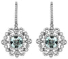 2.60CT DIAMOND & AAA AQUAMARINE 14KT WHITE GOLD CUSHION & ROUND HANGING EARRINGS