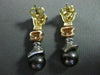ANTIQUE .24CT DIAMOND 14KT TRI TONE GOLD & TAHITIAN PEARL HANGING EARRINGS #5132