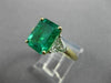 ESTATE LARGE 4.16CT DIAMOND & EMERALD 18K YELLOW GOLD & PLATINUM ENGAGEMENT RING